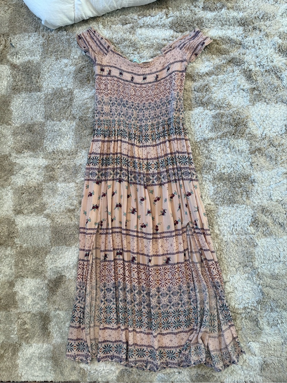 Urban Outfitters Pink Floral & Geometric Maxi Dress